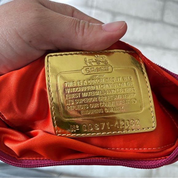 Coach Satin Amanda Hot Pink Wristlet with Gold Accents - Picture 7 of 9